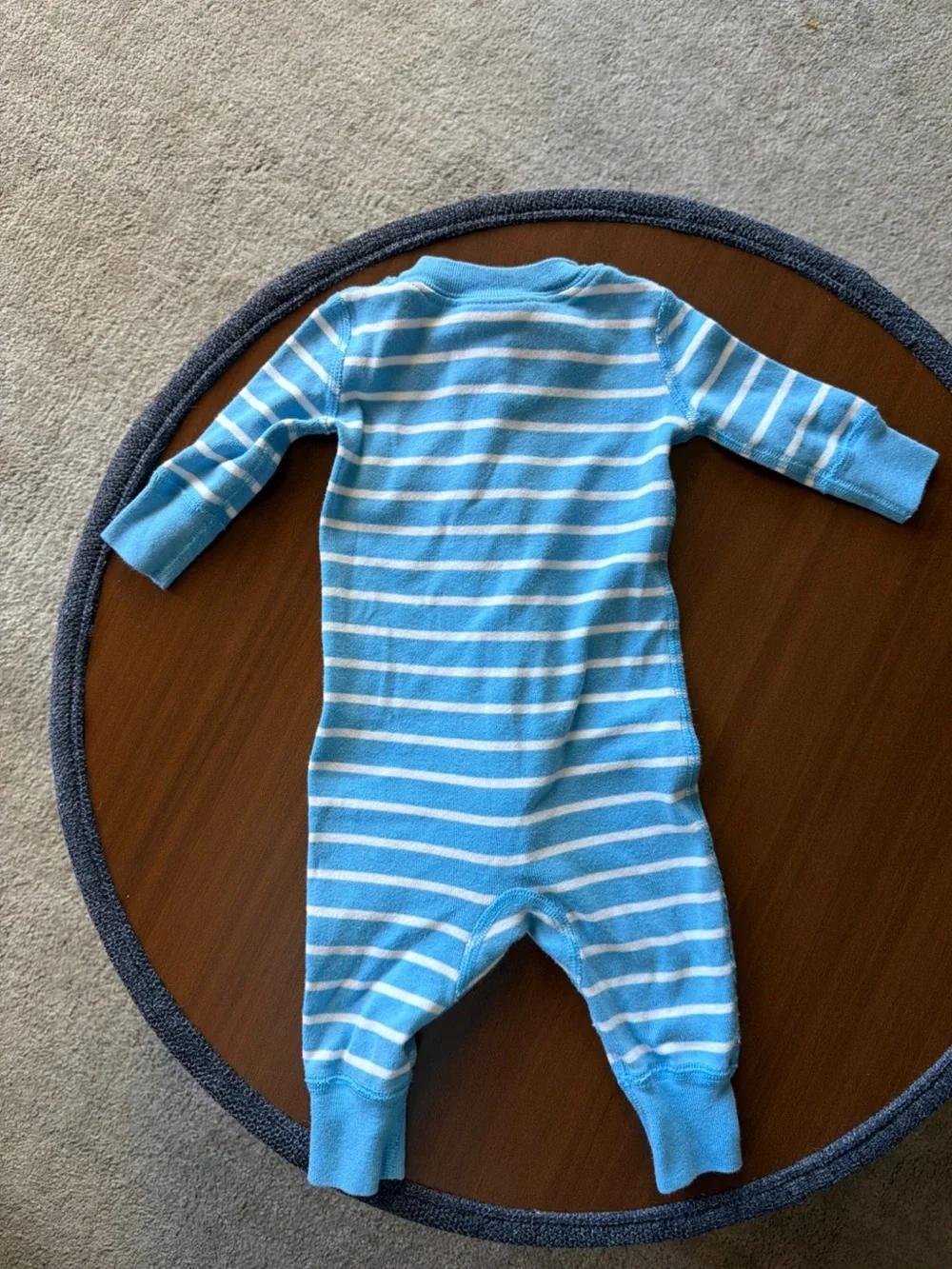 Hanna Andersson Gray Solid & Blue Stripe Pajama Set. Size 0-3 months